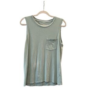 J. Crew Pocket Sleeveless T-Shirt Cotton Tank Garmet Dyed Green Women’s Small